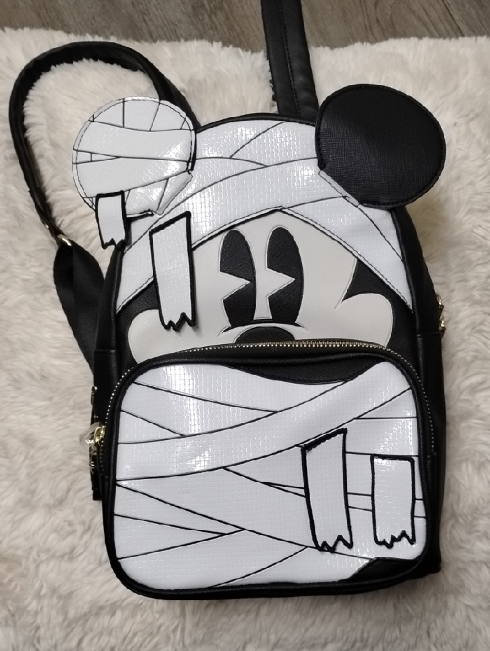 Mummy Mouse Themed Black and White Mini Backpack